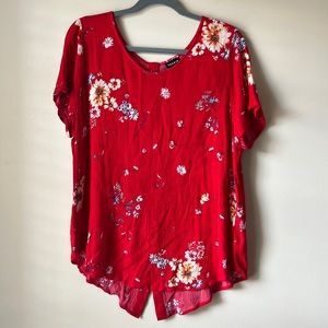 Torrid Abbey Red Floral Gauze Blouse size 1X